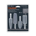 Juego de 4 piedras montadas zanco 1/4', acero inoxidable JPM-4I