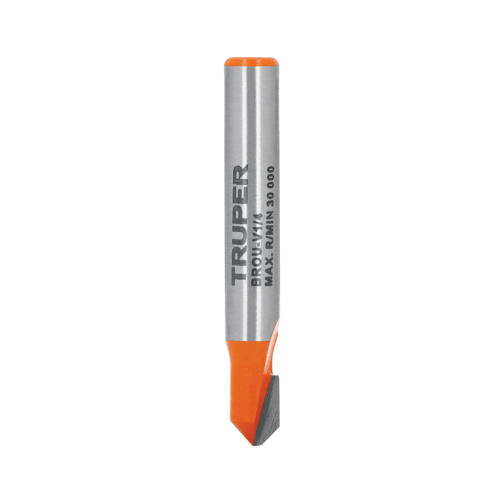 Broca para router, corte en 'V', 1/4', TRUPER BROU-V1/4