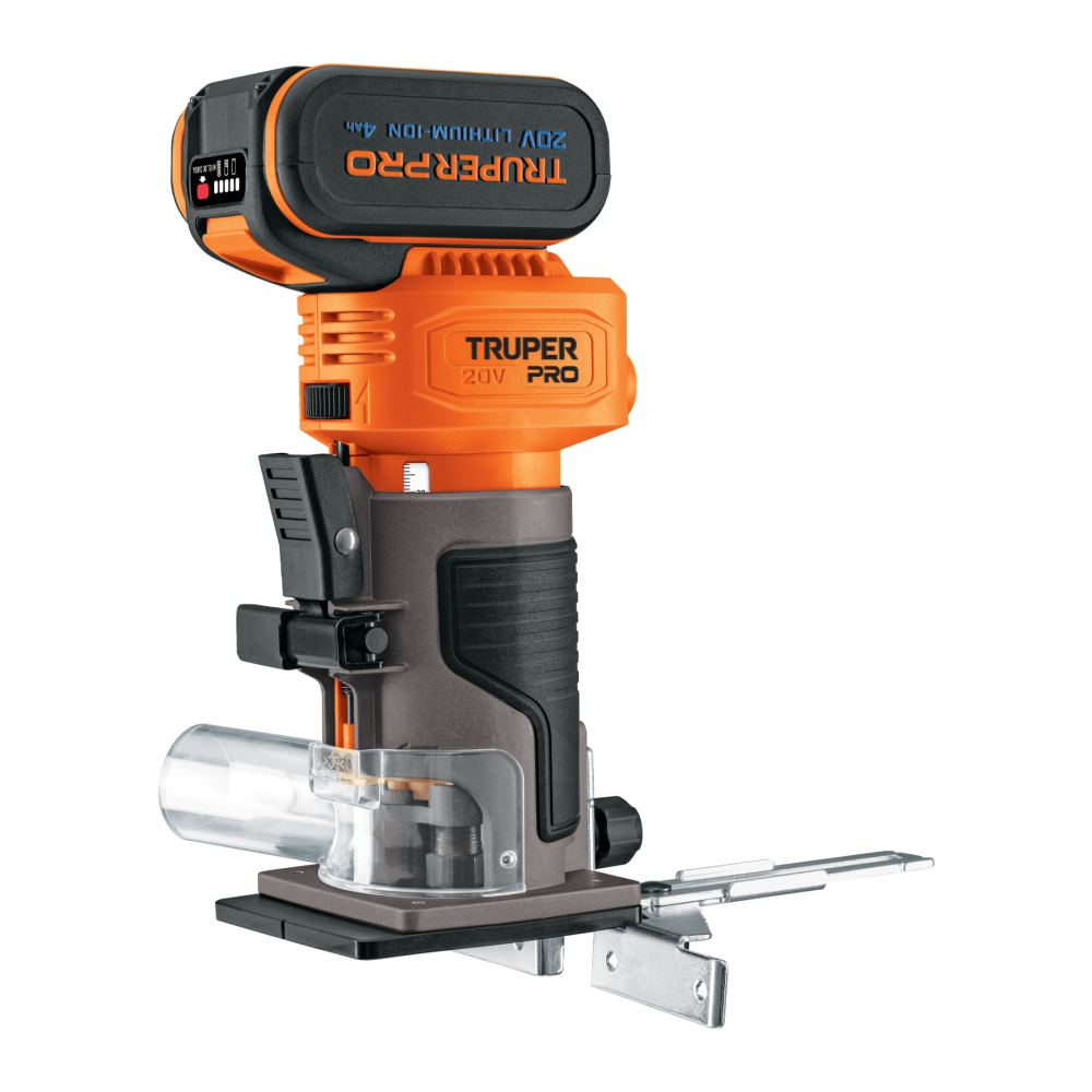 Router (Rebajadora) 1/4', 1 batería 4 Ah, TRUPER PRO ROUI-20A