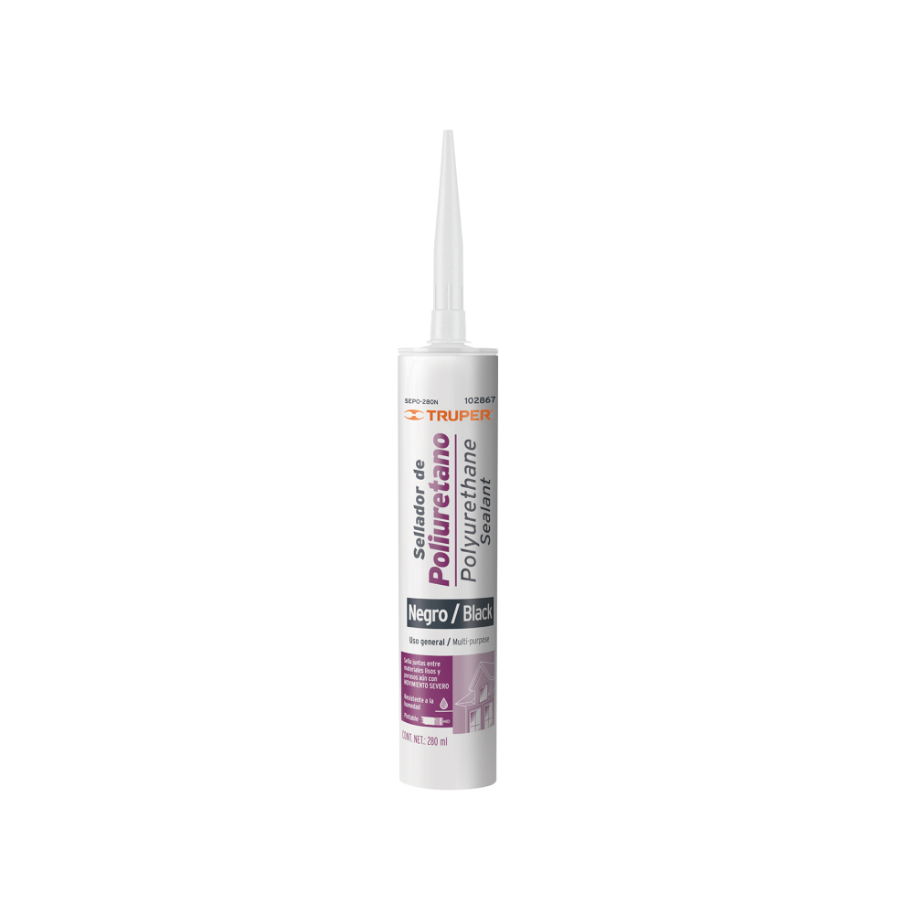 Sellador de poliuretano de 280 ml, negro, TRUPER SEPO-280N