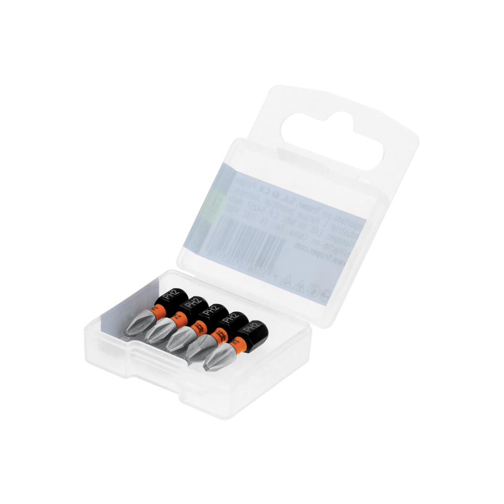 Estuche con 5 puntas de cruz PH2 de impacto largo 1' PUDE-1102I