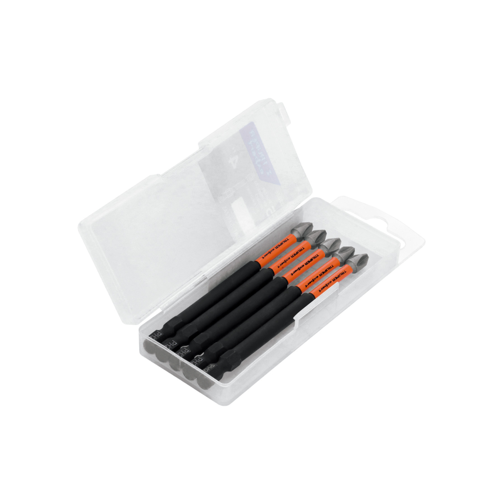 Estuche con 5 puntas de cruz PH2 de impacto largo 4' PUDE-1402I