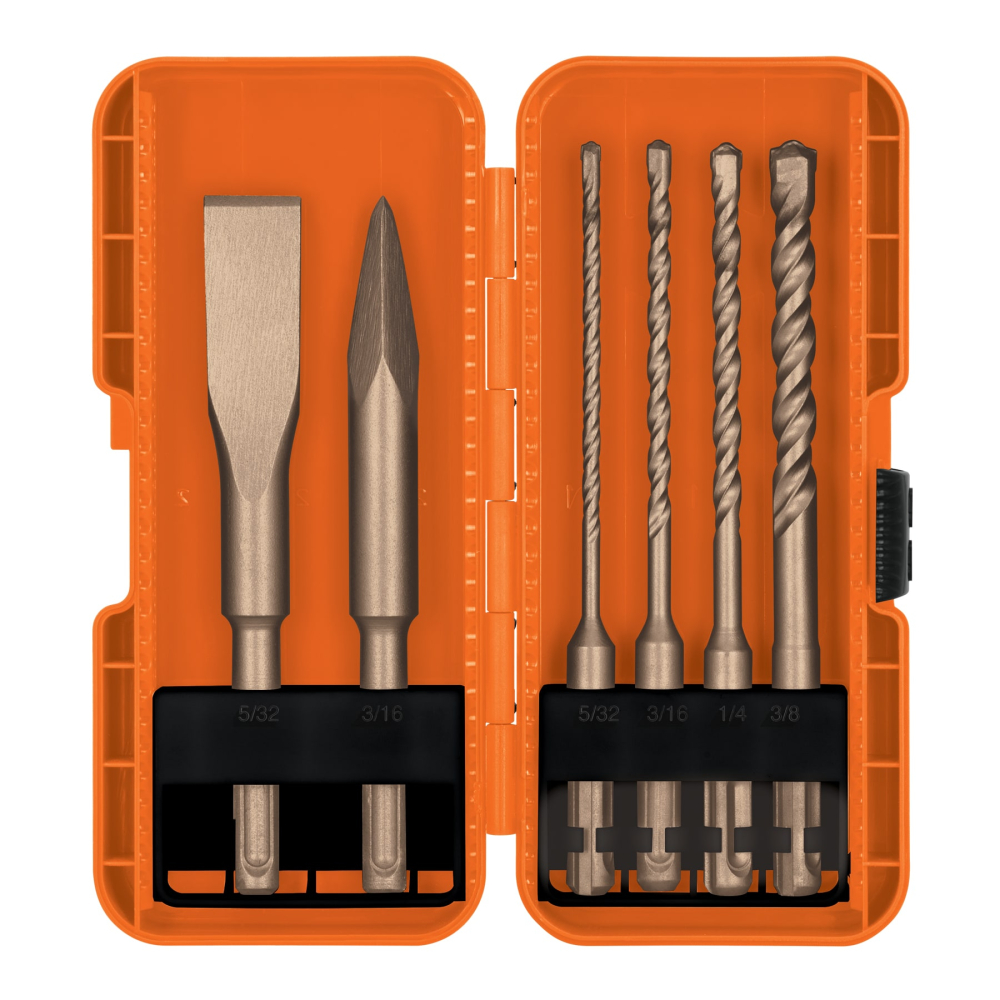 Juego de 6 brocas y  cinceles SDS Plus en estuche, TRUPER JSDS-6