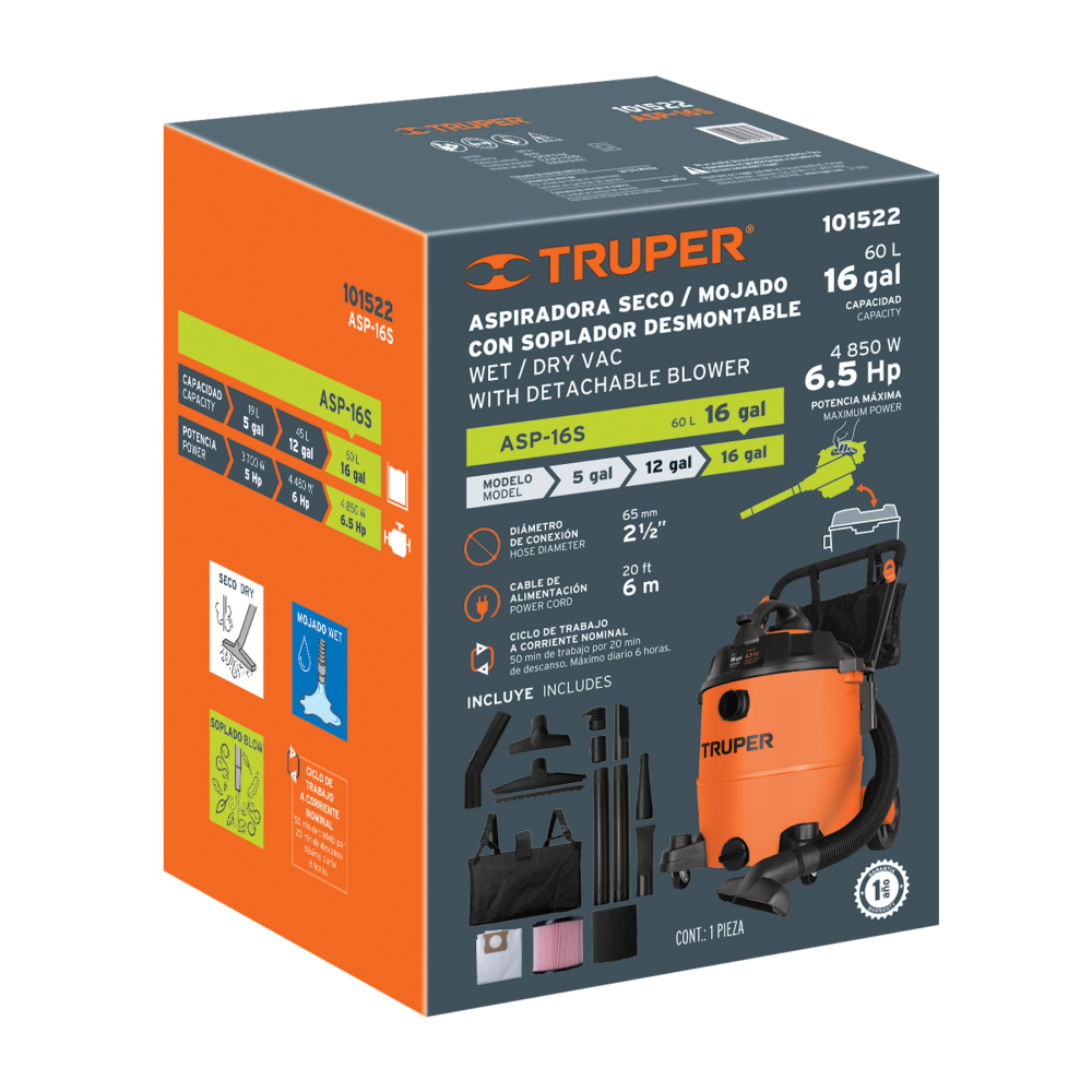 Caja de empaque de repuesto para ASP-16S, TRUPER CJ-ASP-16S