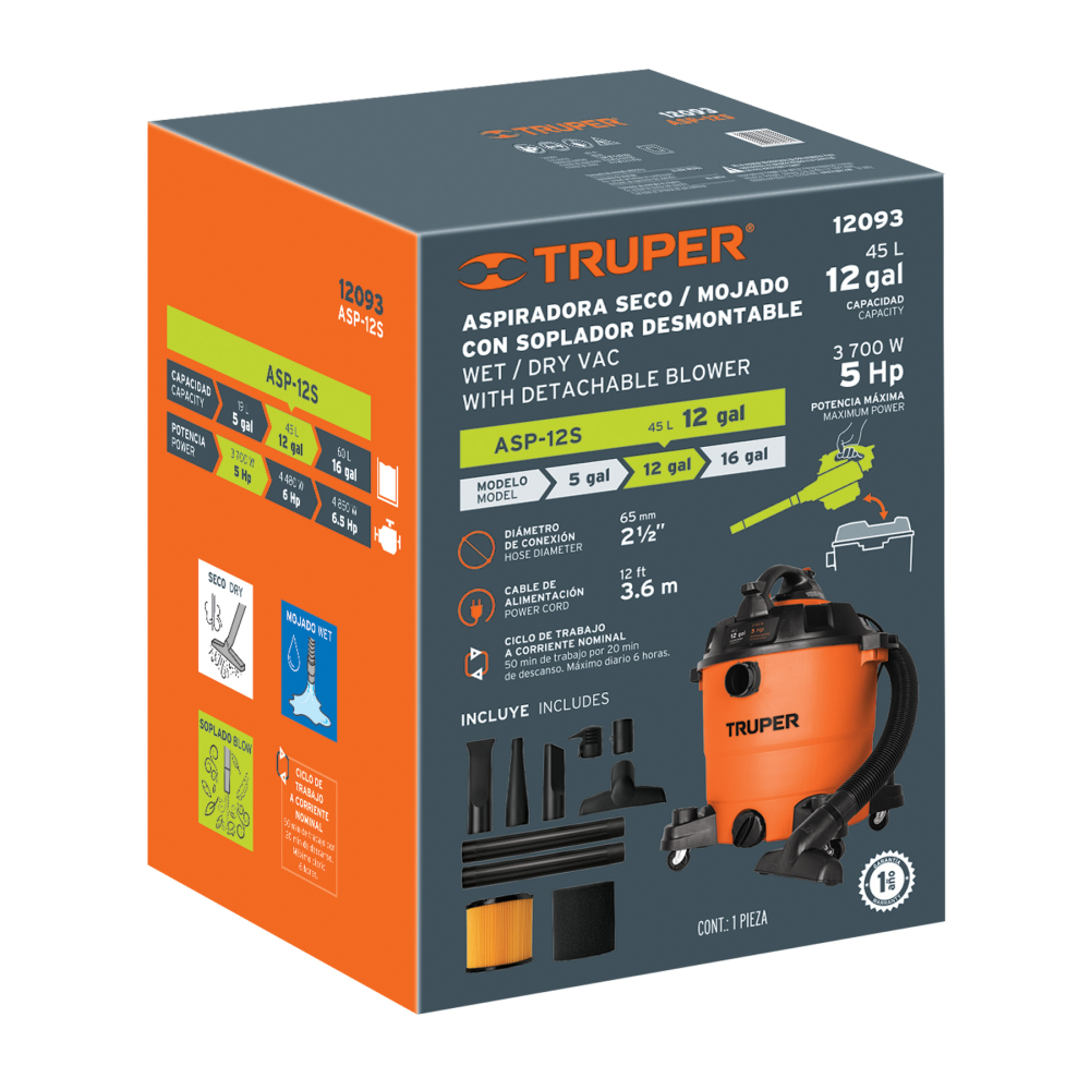 Caja de empaque de repuesto para ASP-12S, TRUPER CJ-ASP-12S