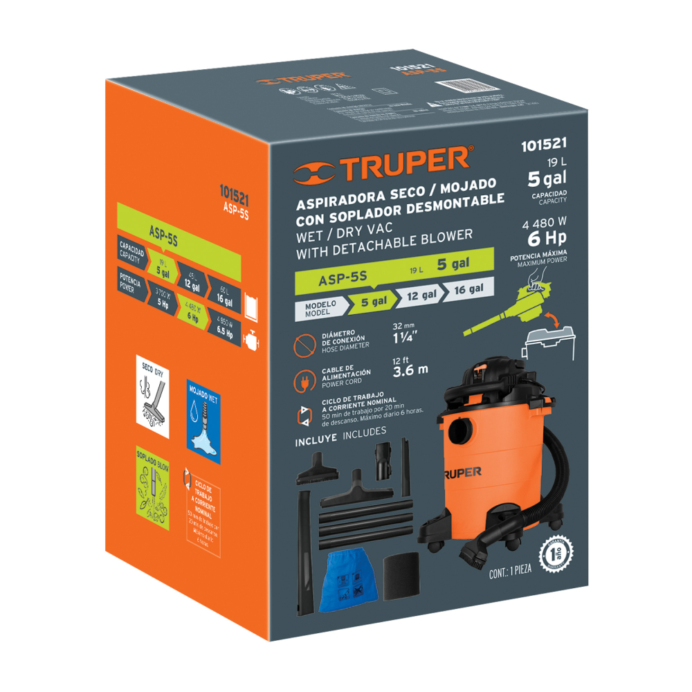 Caja de empaque de repuesto para ASP-5S, TRUPER CJ-ASP-5S