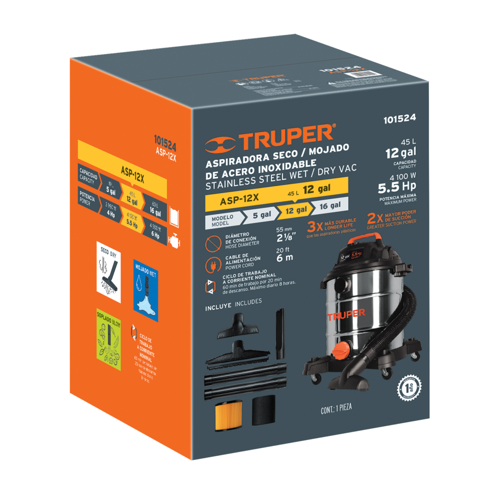 Caja de empaque de repuesto para ASP-12X, TRUPER CJ-ASP-12X