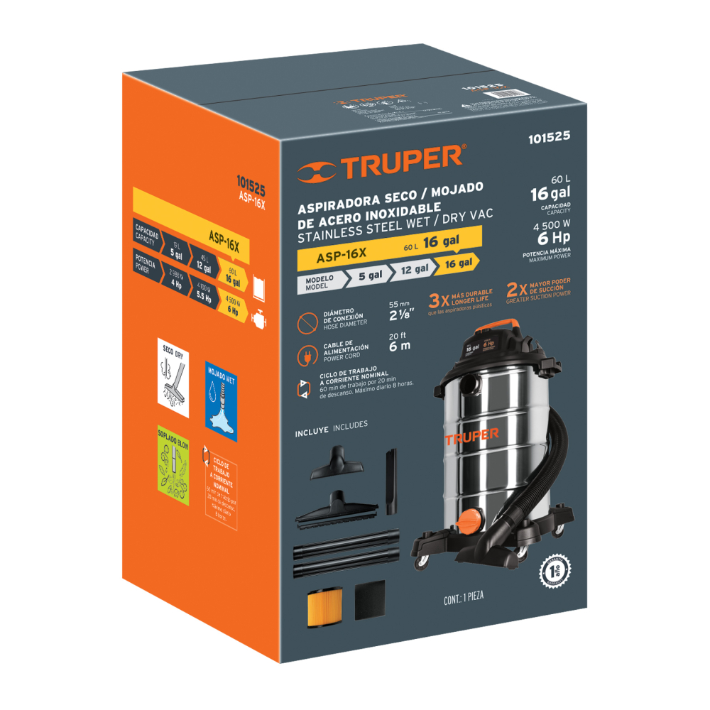 Caja de empaque de repuesto para ASP-16X, TRUPER CJ-ASP-16X