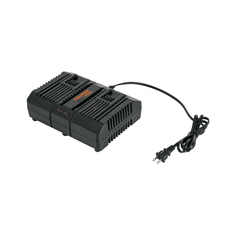Cargador dual de baterías de ion litio 20V, TRUPER PRO CARD-20A