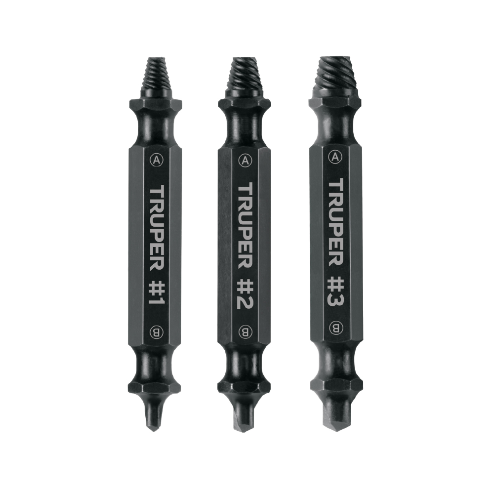 Juego de 3 puntas extractoras de tornillos, TRUPER PUNE-3