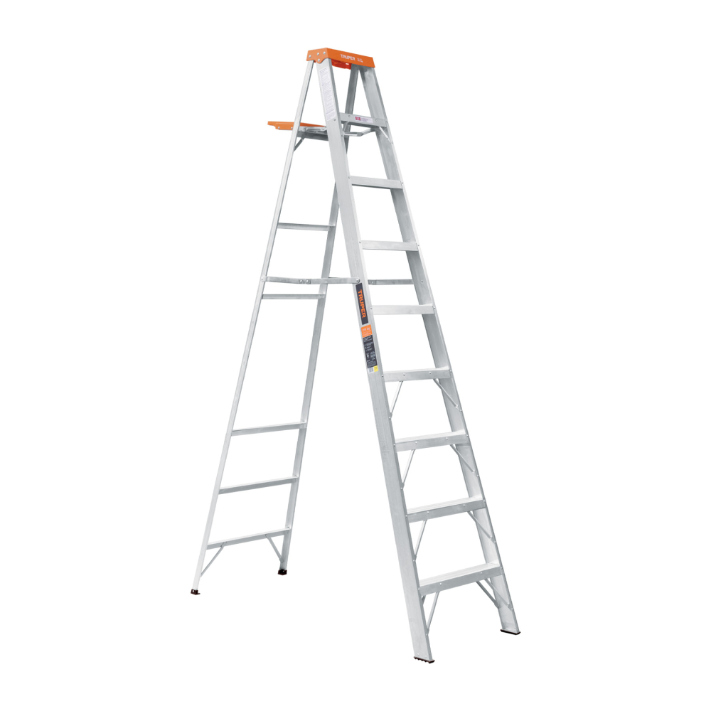Escalera de tijera, tipo ll, 8 peldaños y bandeja, TRUPER EST-28