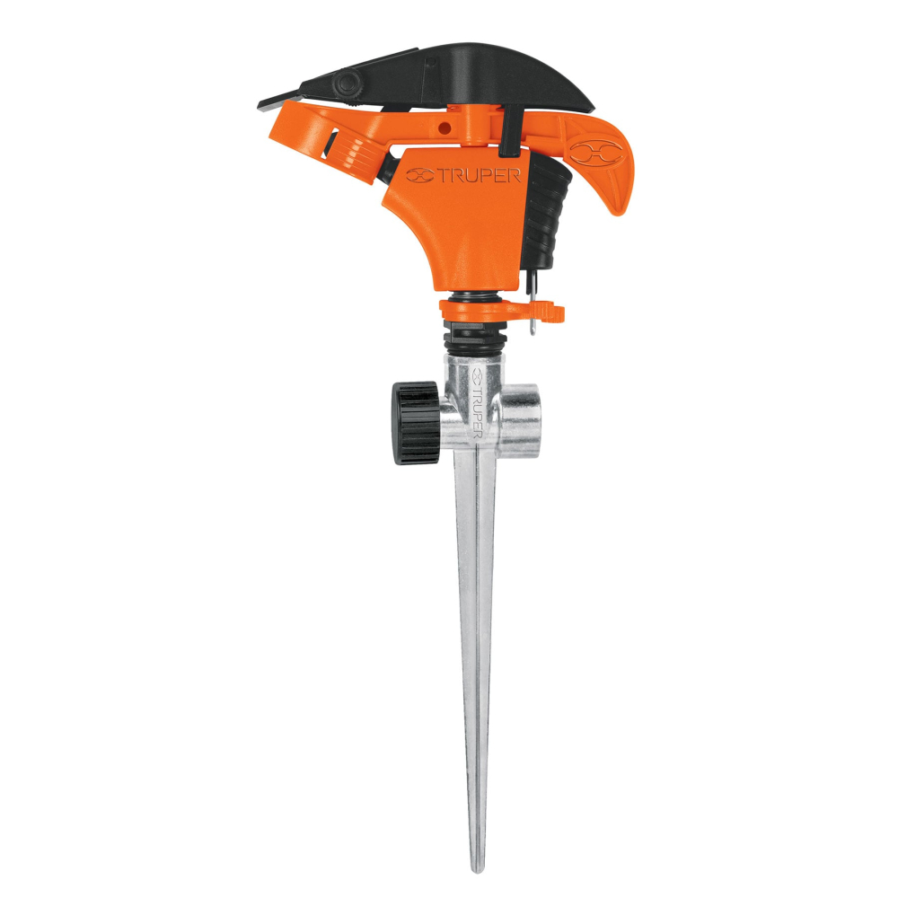 Aspersor plástico 11', dos vías, estaca metálica, TRUPER ASP-P11X
