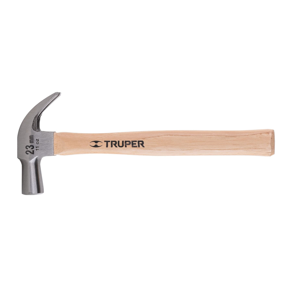 Martillo cabeza cónica 23 mm uña curva, mango madera, TRUPER MAC-23