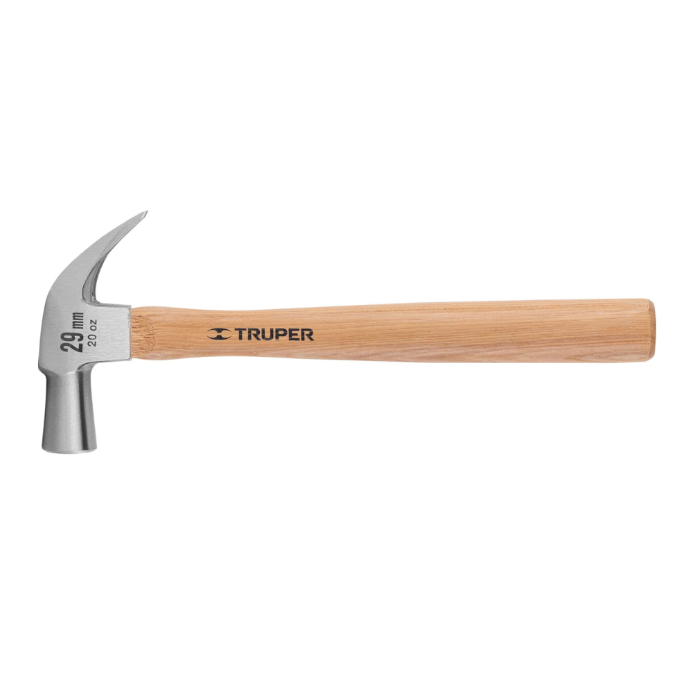 Martillo cabeza cónica 29 mm uña curva, mango madera, TRUPER MAC-29
