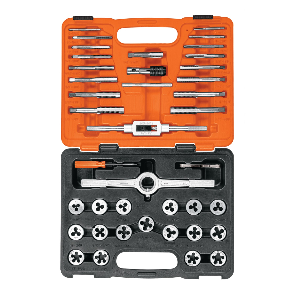 Juego de 40 piezas de machuelos y tarrajas, Truper J-MATA-40