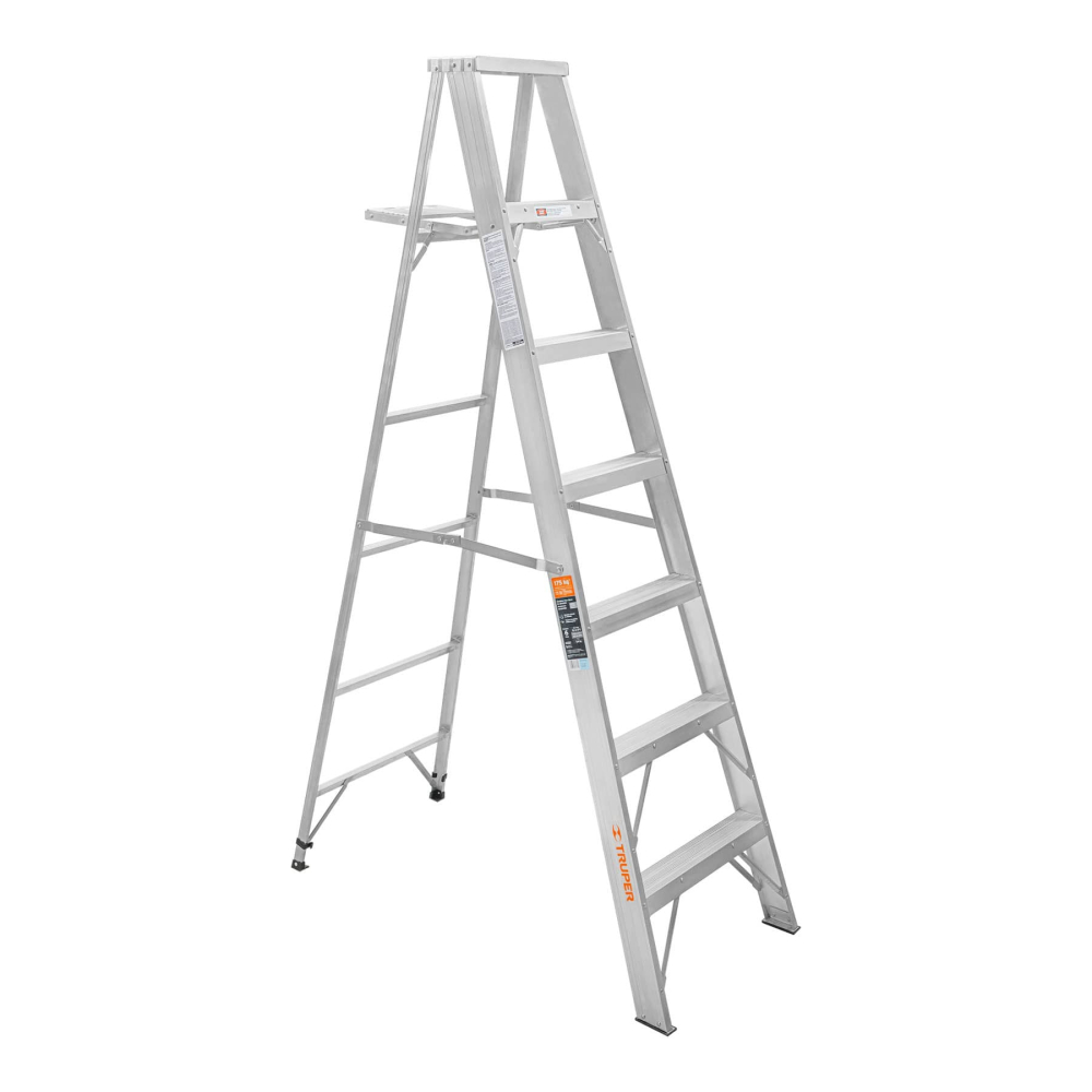 Escalera de tijera 100% aluminio tipo ll 6 peldaños, TRUPER ESTA-26