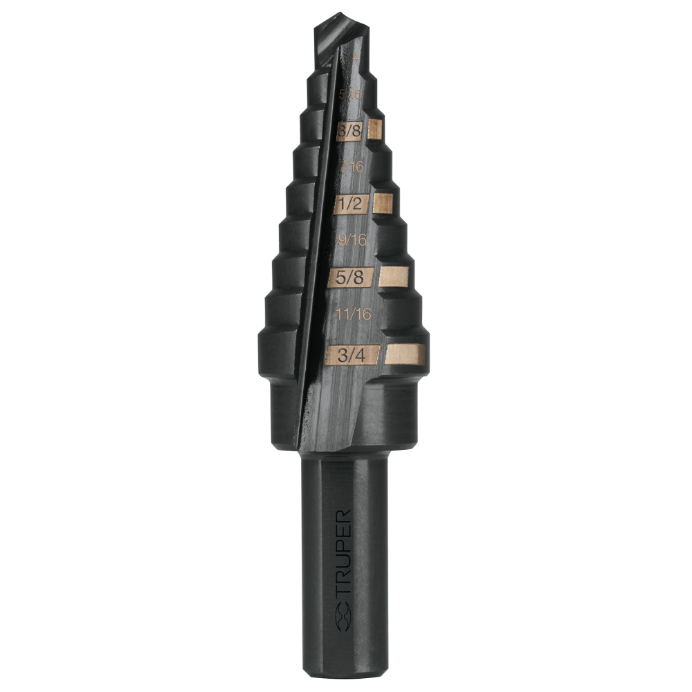Broca escalonada óxido negro 9 escalones 1/4' a 3/4', TRUPER BES-9