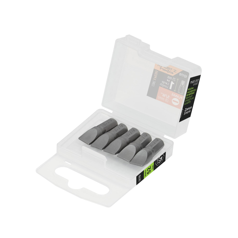 Estuche con 5 puntas planas de 5/16' largo 1', TRUPER EXPERT PUDE-3131