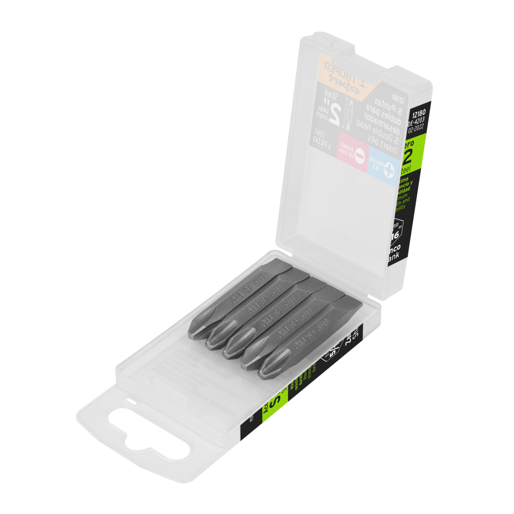 Estuche con 5 puntas dobles PH3 y 5/16' largo 2', Expert PUDE-4203