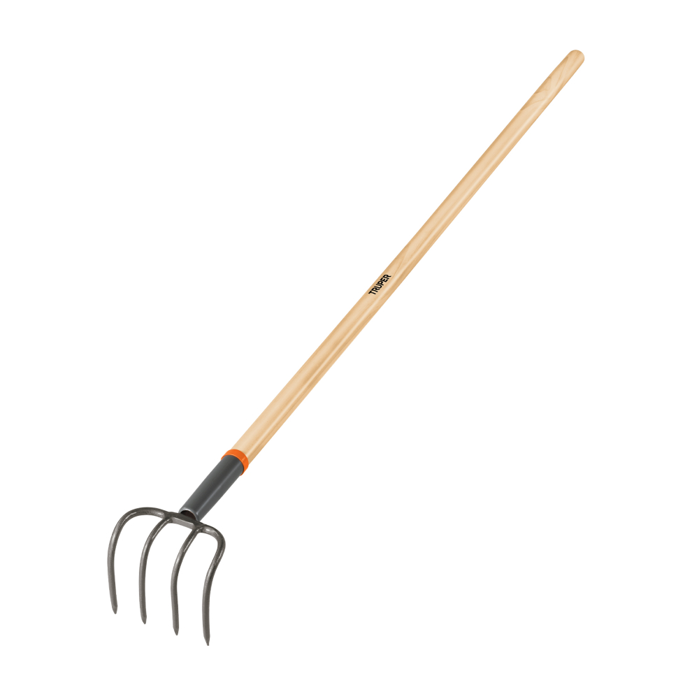 Cultivador forjado, 4 dientes, mango de madera 54', TRUPER CUL