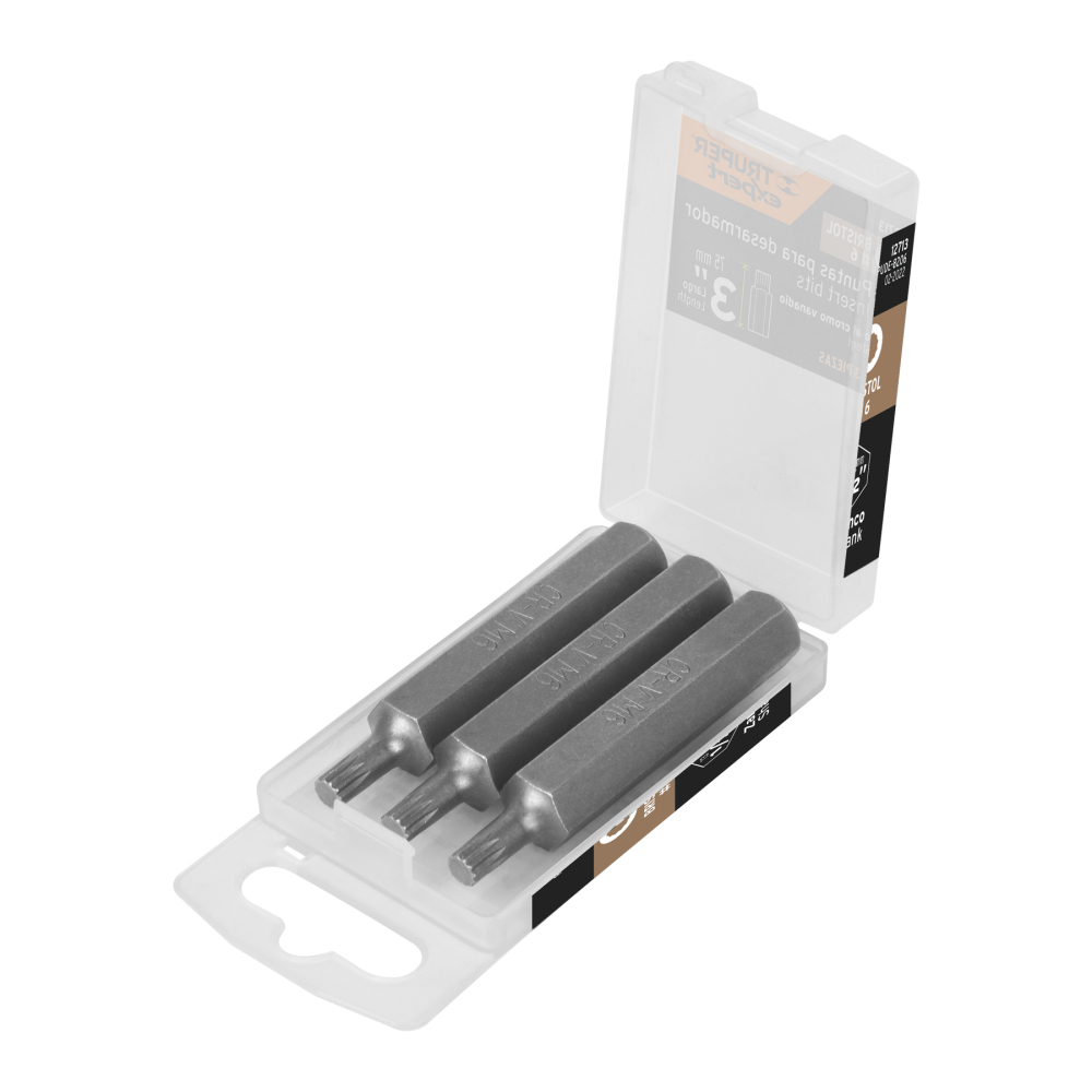 Estuche con 3 puntas bristol M6 largo 3', TRUPER EXPERT PUDE-8206