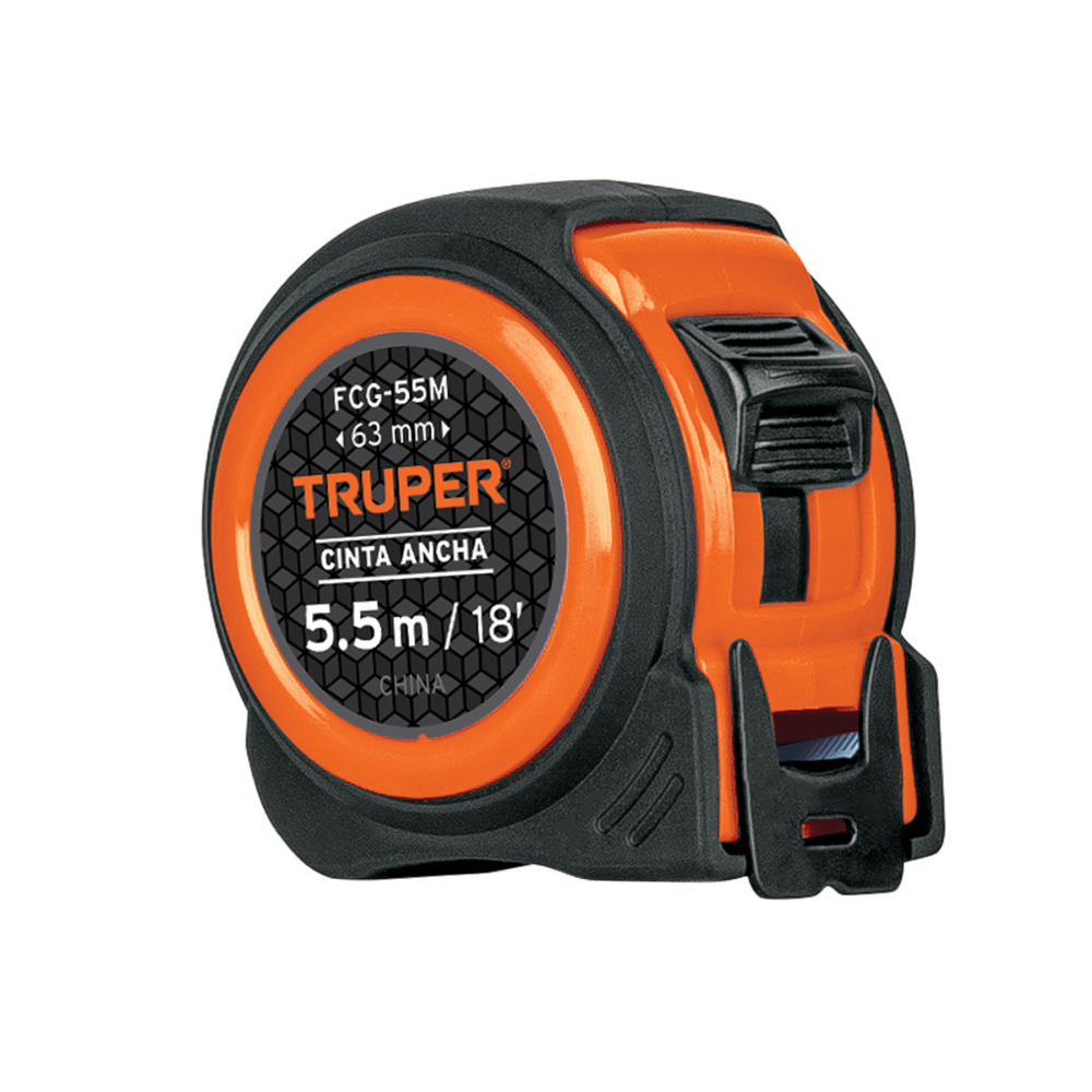 Flexómetro compacto contra impactos 5.5 m cinta 25 mm,TRUPER FCG-55M