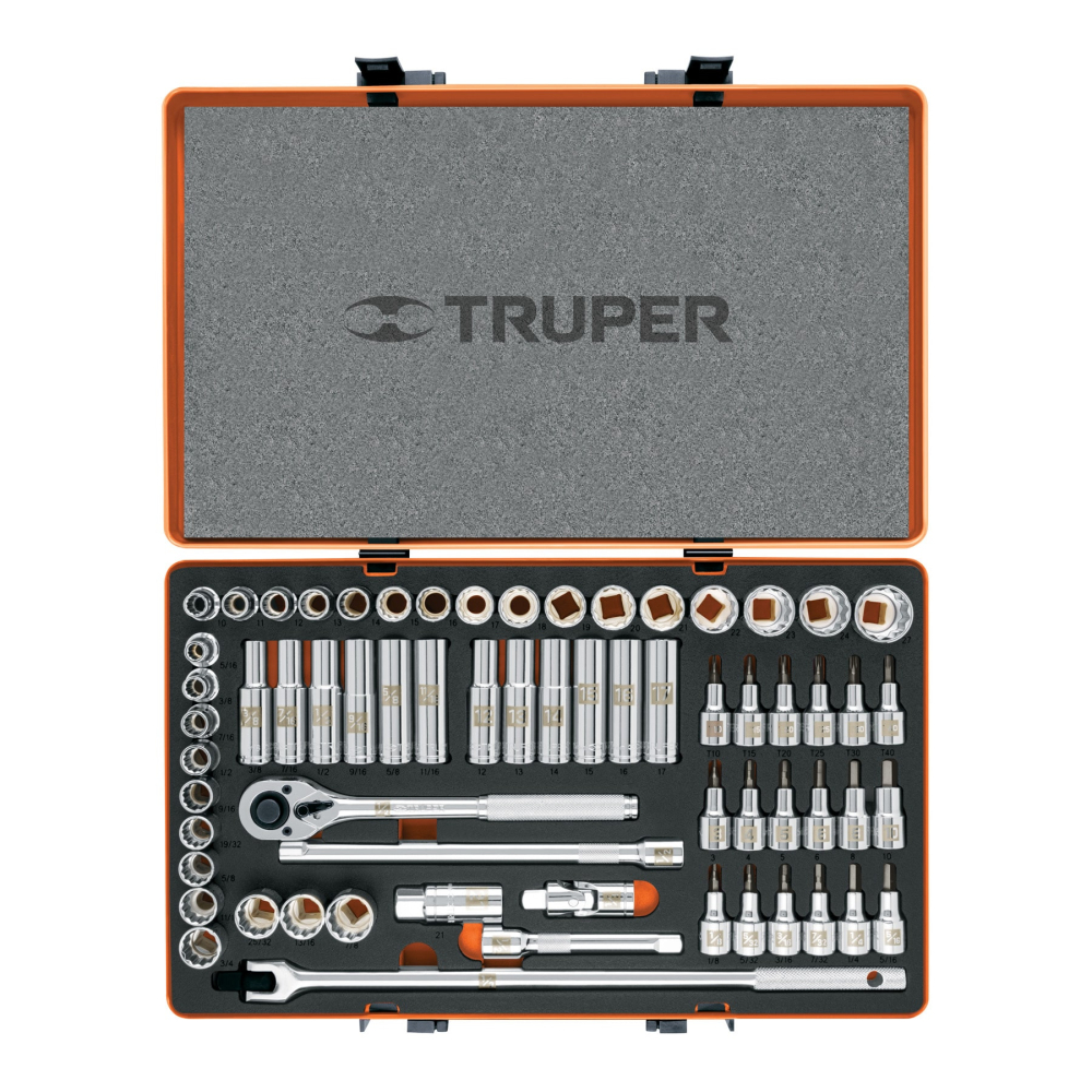 Juego de 64 herramientas cuadro 1/2' std y mm para mecánico JD-1/2X64MP