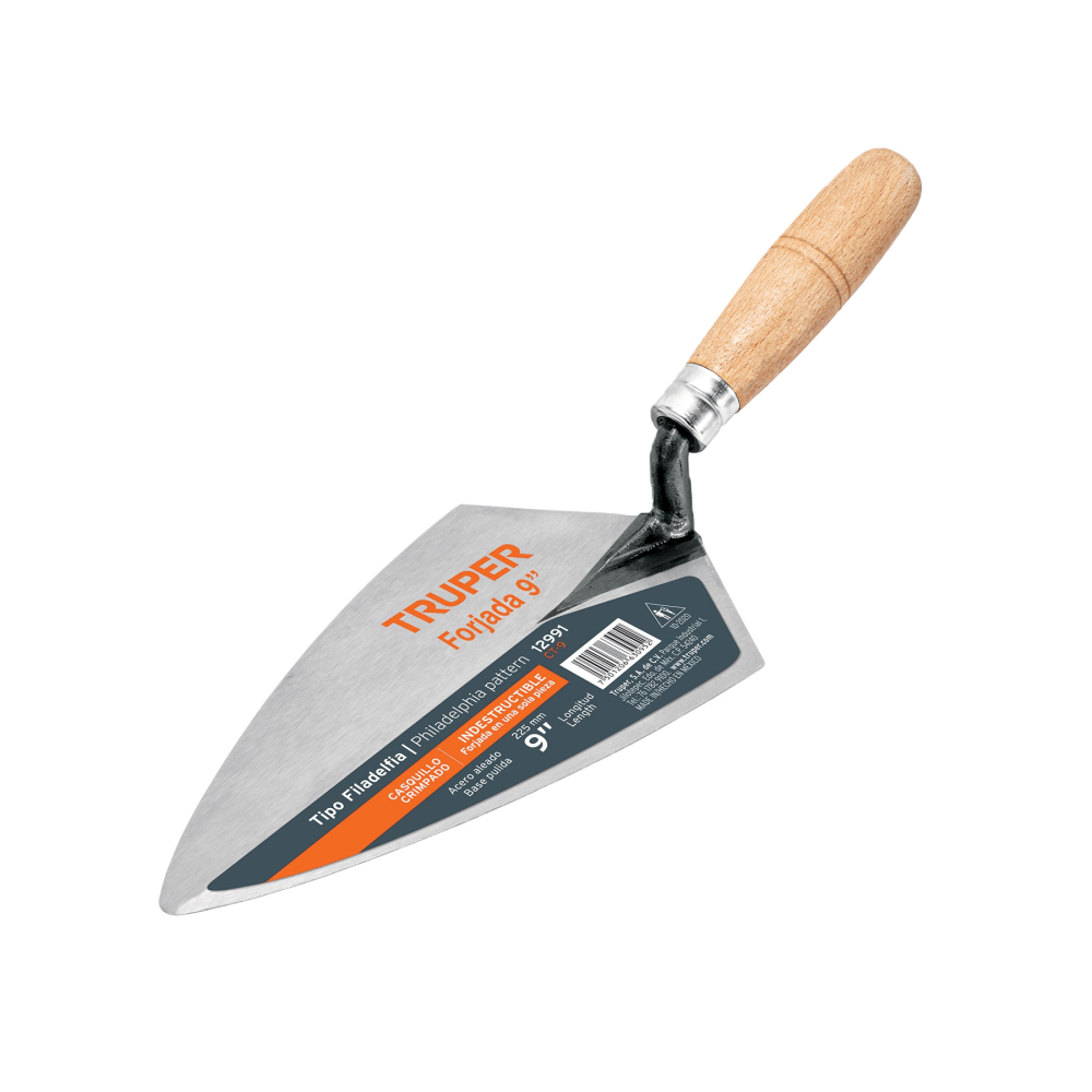 Cuchara para albañil 9' forjada tipo Filadelfia, TRUPER CT-9
