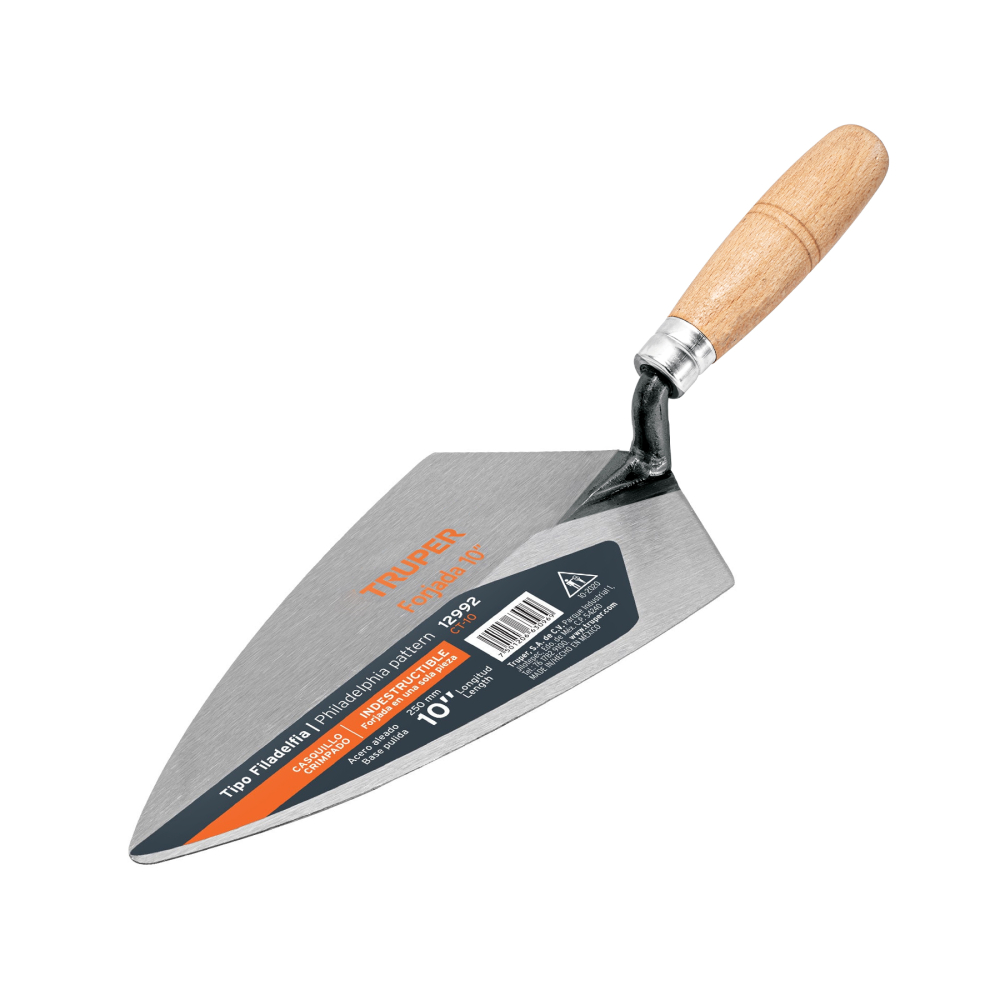 Cuchara para albañil 10' forjada tipo Filadelfia, TRUPER CT-10