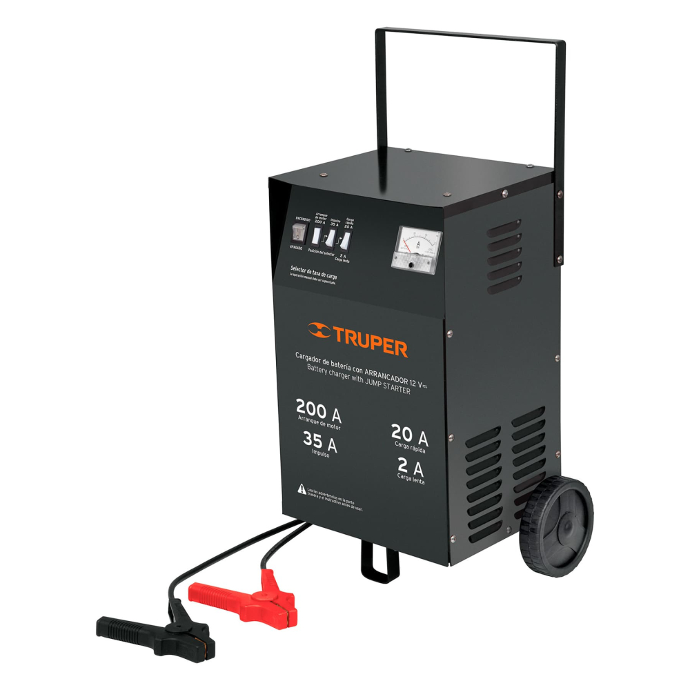 Cargador de baterías 35 A, arrancador de 200A, 12V, TRUPER CARBA-200