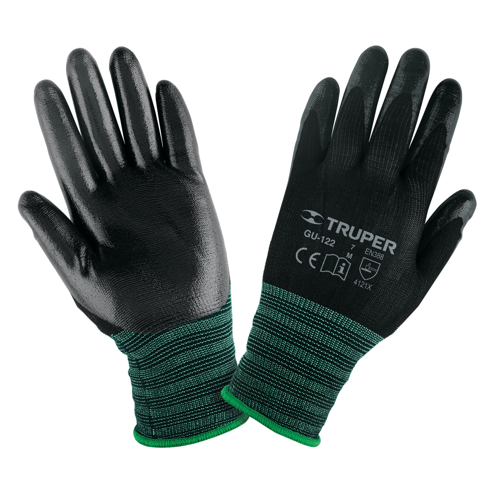 Guantes de nylon recubiertos de nitrilo, M, TRUPER GU-122