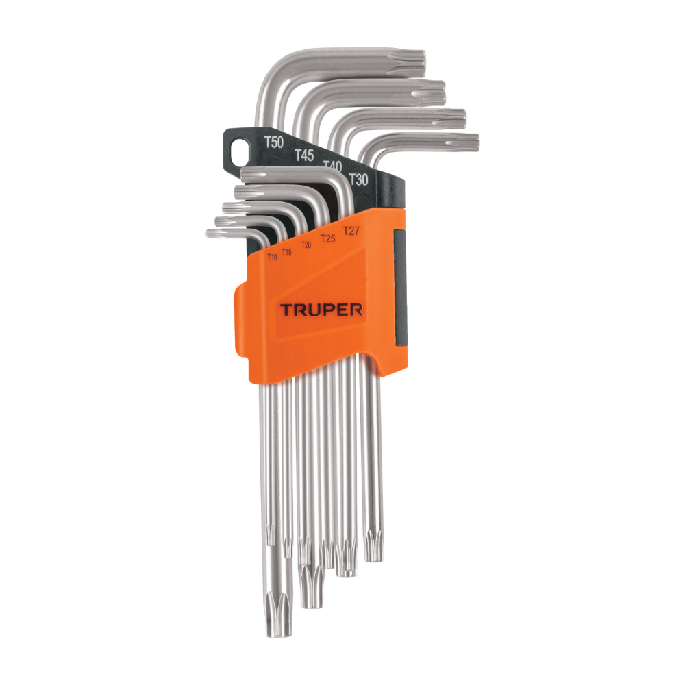 Juego de 9 llaves torx largas con organizador abatible TORX-9L