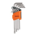 Juego de 9 llaves torx largas con organizador abatible TORX-9L