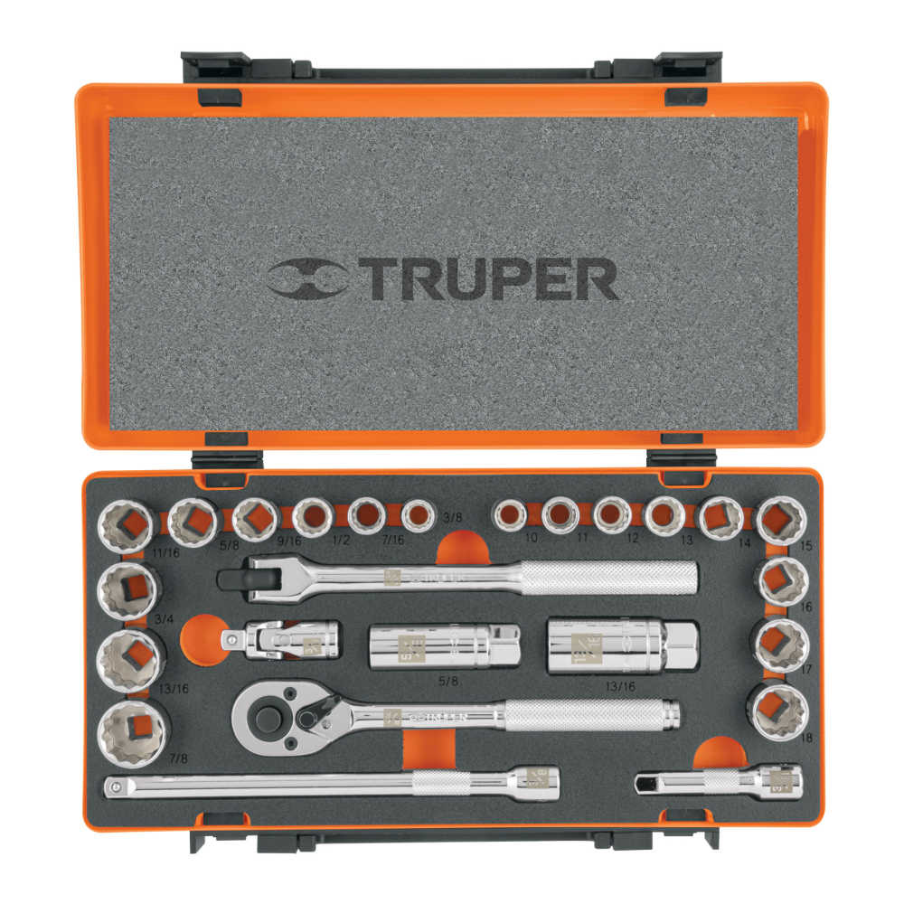 Juego de 25 herramientas cuadro 3/8' std y mm para mecánico JD-3/8X26MP