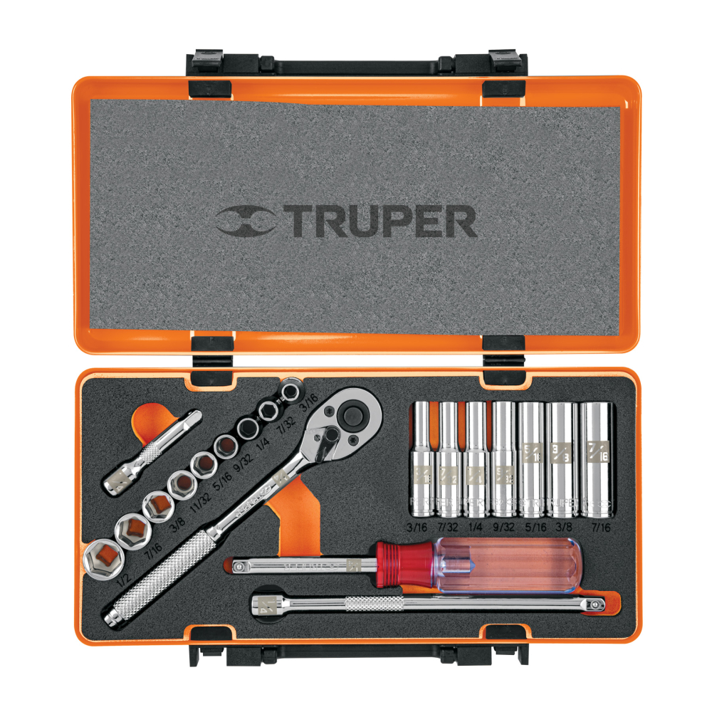 Juego de 20 herramientas cuadro 1/4' std para mecánico JD-1/4X21P