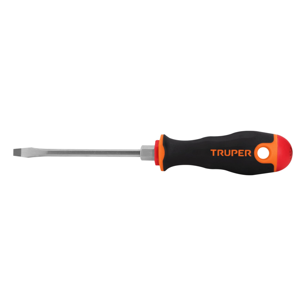 Desarmador plano 3/16' x 4' mango Comfort Grip, TRUPER DR-3/16X4B