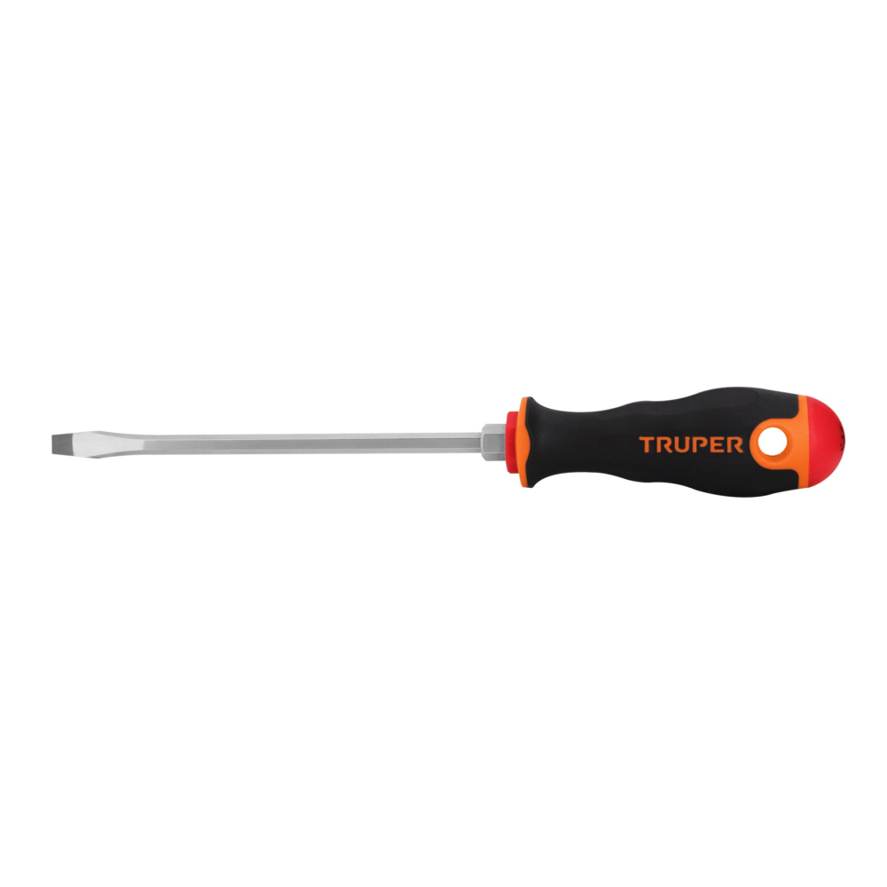 Desarmador plano 1/4' x 6' mango Comfort Grip, TRUPER DR-1/4X6B
