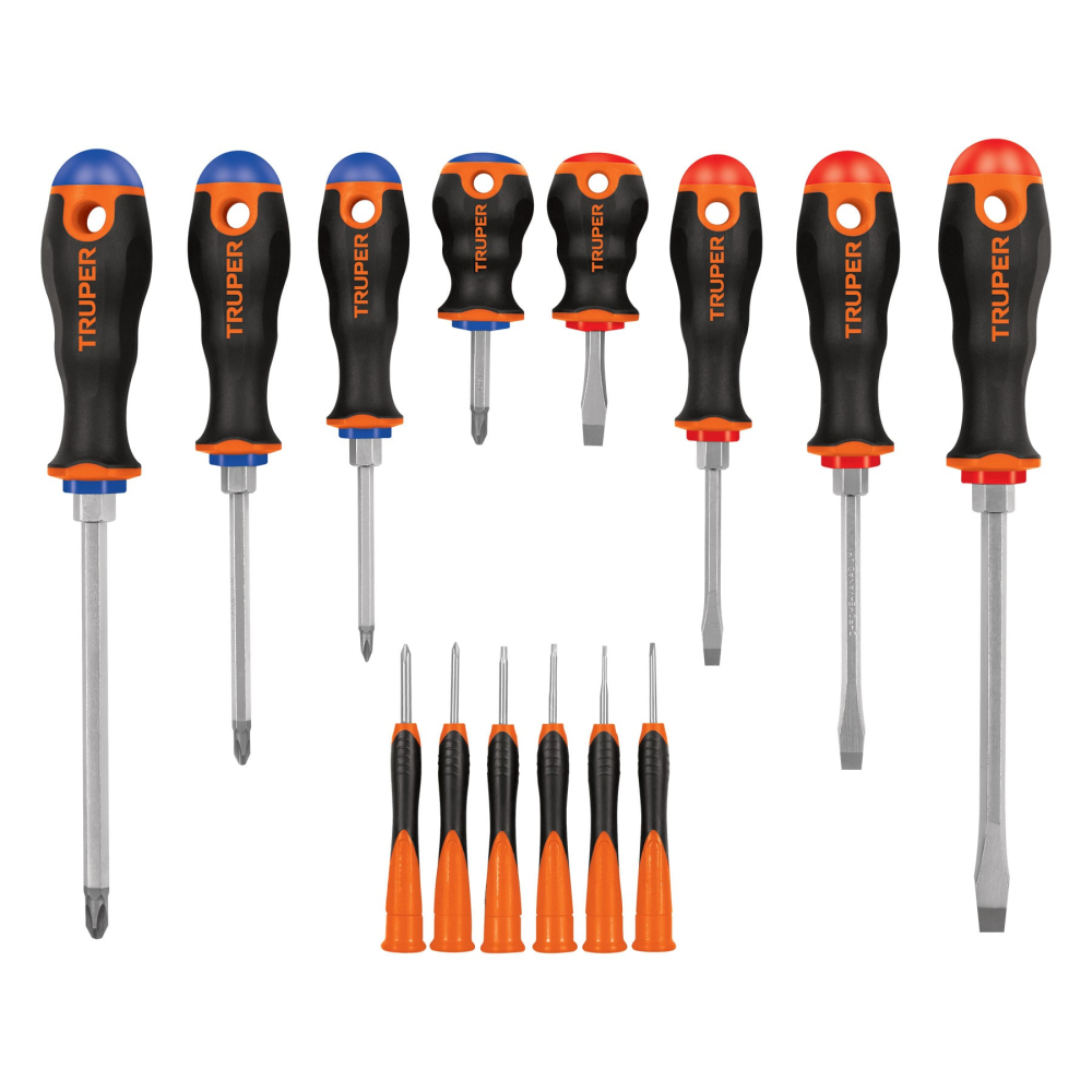 Juego de 8 desarmadores mango Comfort Grip y 6 de joyero DTJ-14B