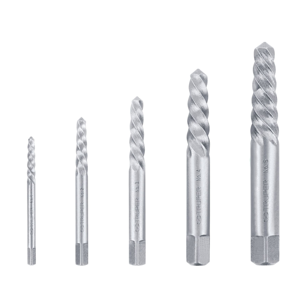 Juego de 5 extractores tipo espiral de tornillos, TRUPER EXT-5