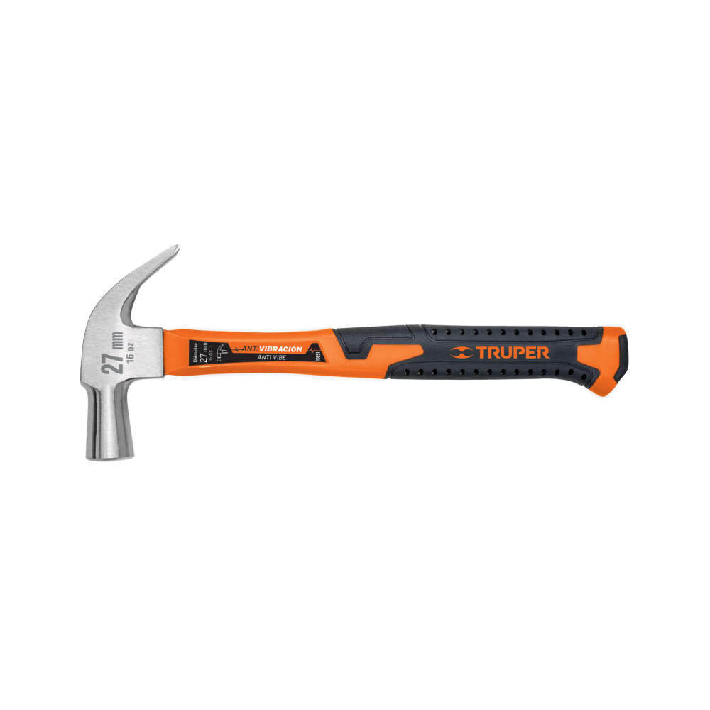 Martillo cabeza cónica 27 mm uña curva, mango fibra vidrio MAC-27F