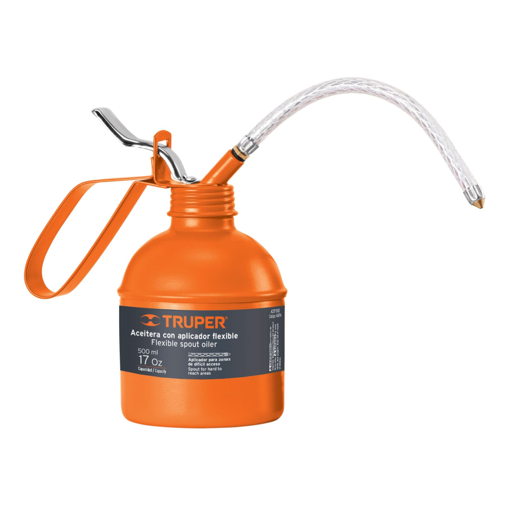 Aceitera de 500 ml (17 oz) con aplicador flexible, TRUPER ACEF-500