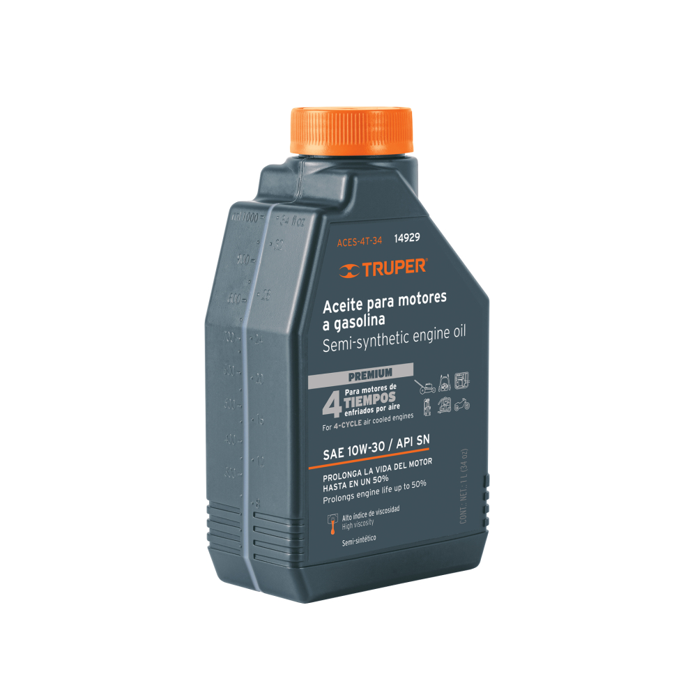 Aceite semi-sintético, 4 tiempos, 1000ml (34 oz), TRUPER ACES-4T-34