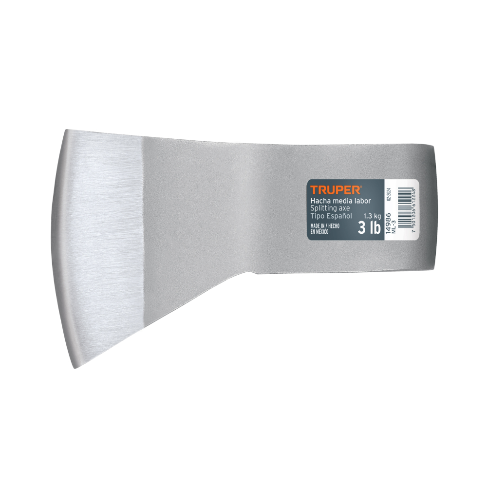Hacha media labor 3 lb, sin mango, TRUPER ML-3