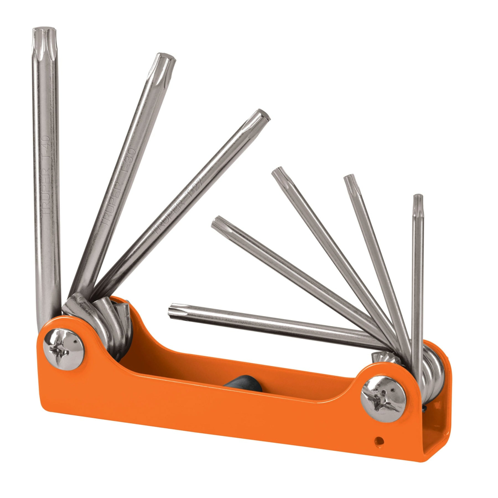Juego de 8 llaves torx tipo navaja, cuerpo de lámina, TRUPER TORX-8