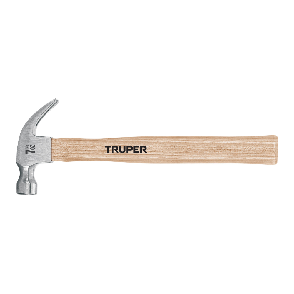 Martillo pulido, 7 oz, uña curva, mango madera, TRUPER MA-7