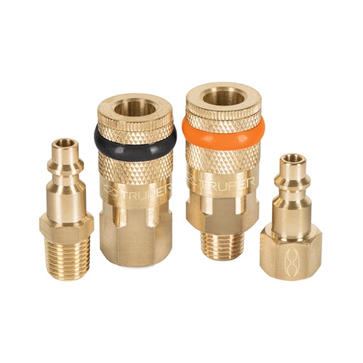 [19080] Juego de 2 conectores rápidos y 2 coples, de latón, TRUPER CORAL-4