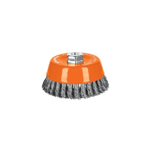 [11543] Carda copa 5' alambre trenzado grueso, eje M14, Truper CT-612MX