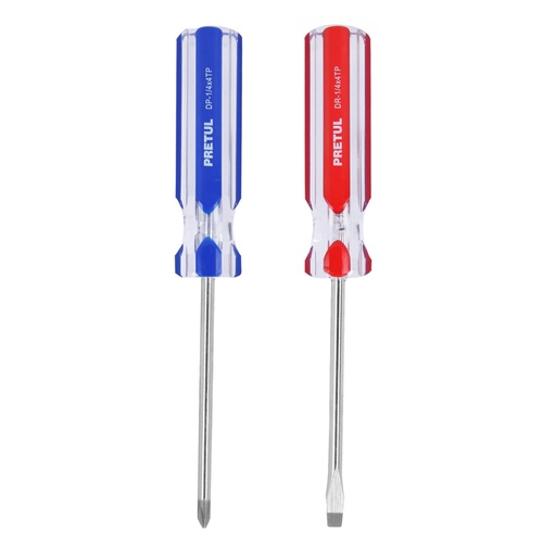 [20210] Dúo de desarmadores 1/4 x 4' mango de PVC, Pretul DUO-1/4X4TP