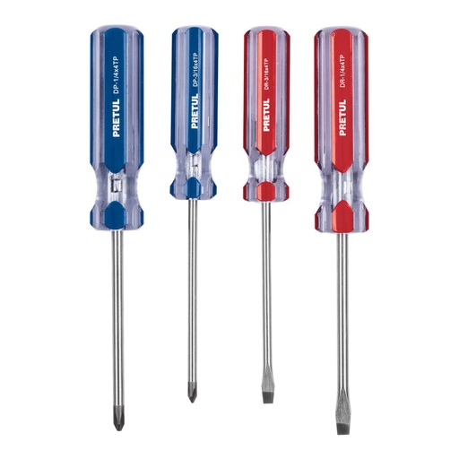 [20212] Juego de 4 desarmadores mango de PVC, PRETUL JD-4TP