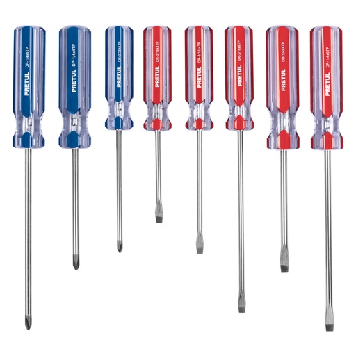 [20213] Juego de 8 desarmadores mango de PVC, PRETUL JD-8TP